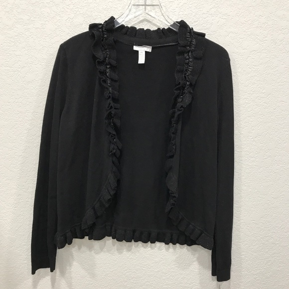 Charter Club Sweaters - 🌹Charter Club shiny ruffle black cardigan P L NEW